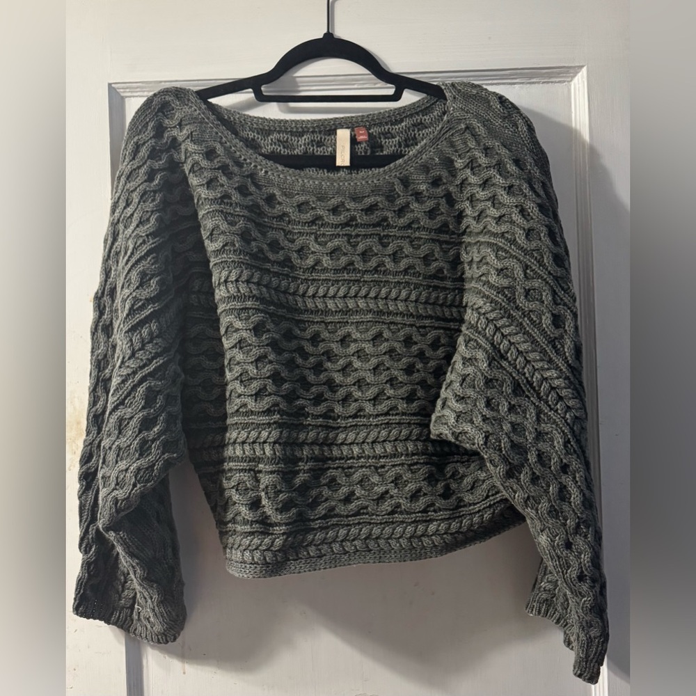 Cropped Dark Gray Knit Sweater